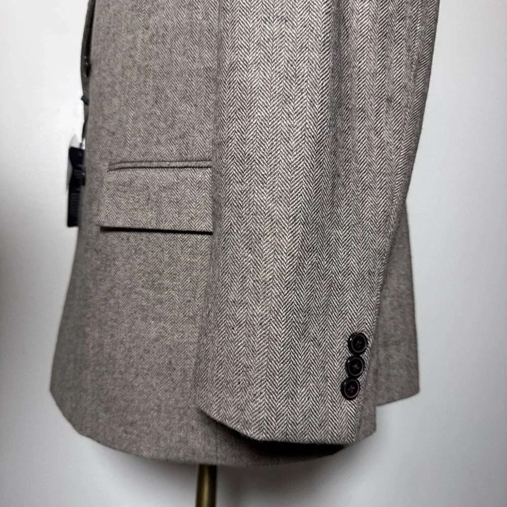 StudioSuits Blazer Mens 46R Brown Herringbone Double Breasted Wool‎ Blend Jacket